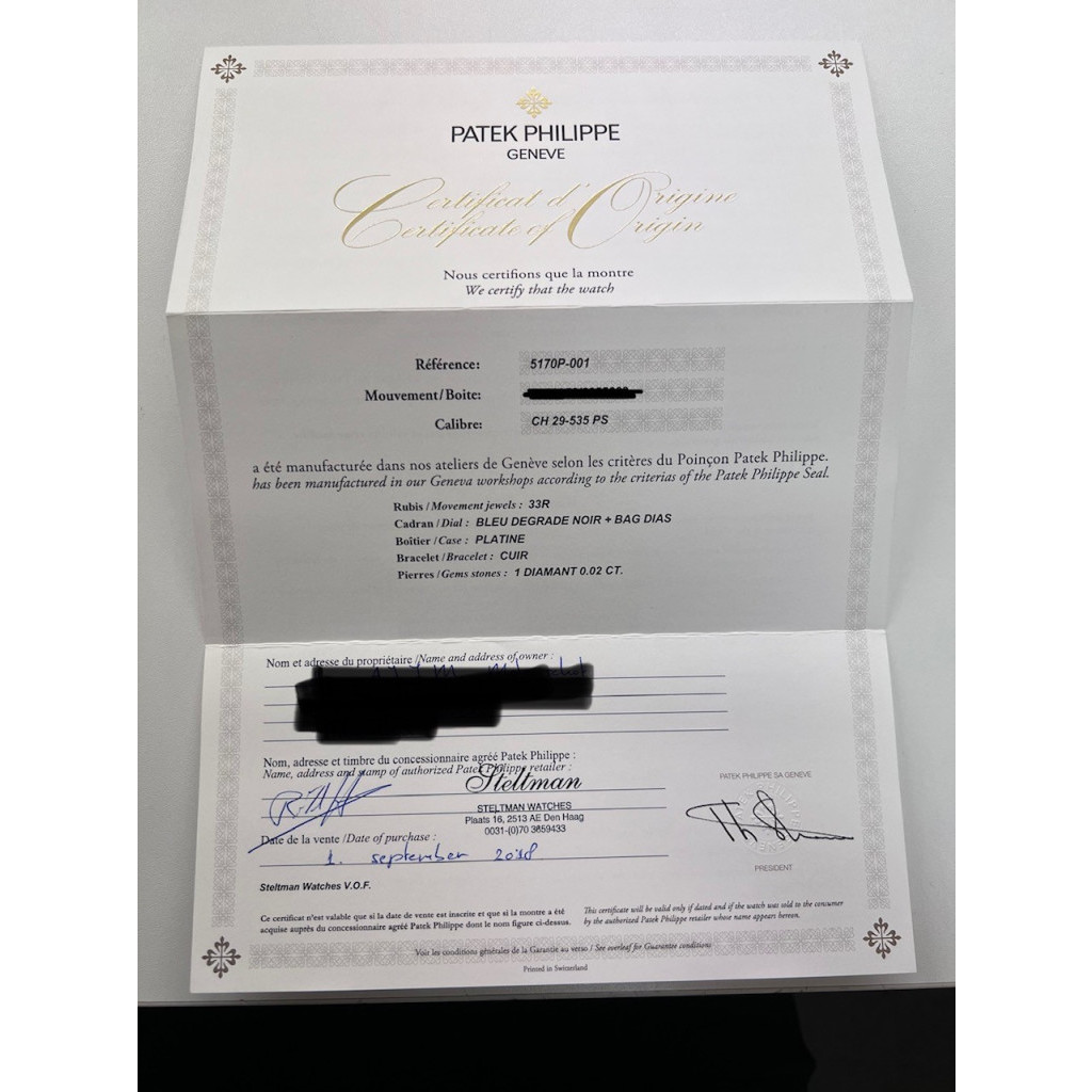 Patek Philippe Chronograph Platinum 5170P 5170P