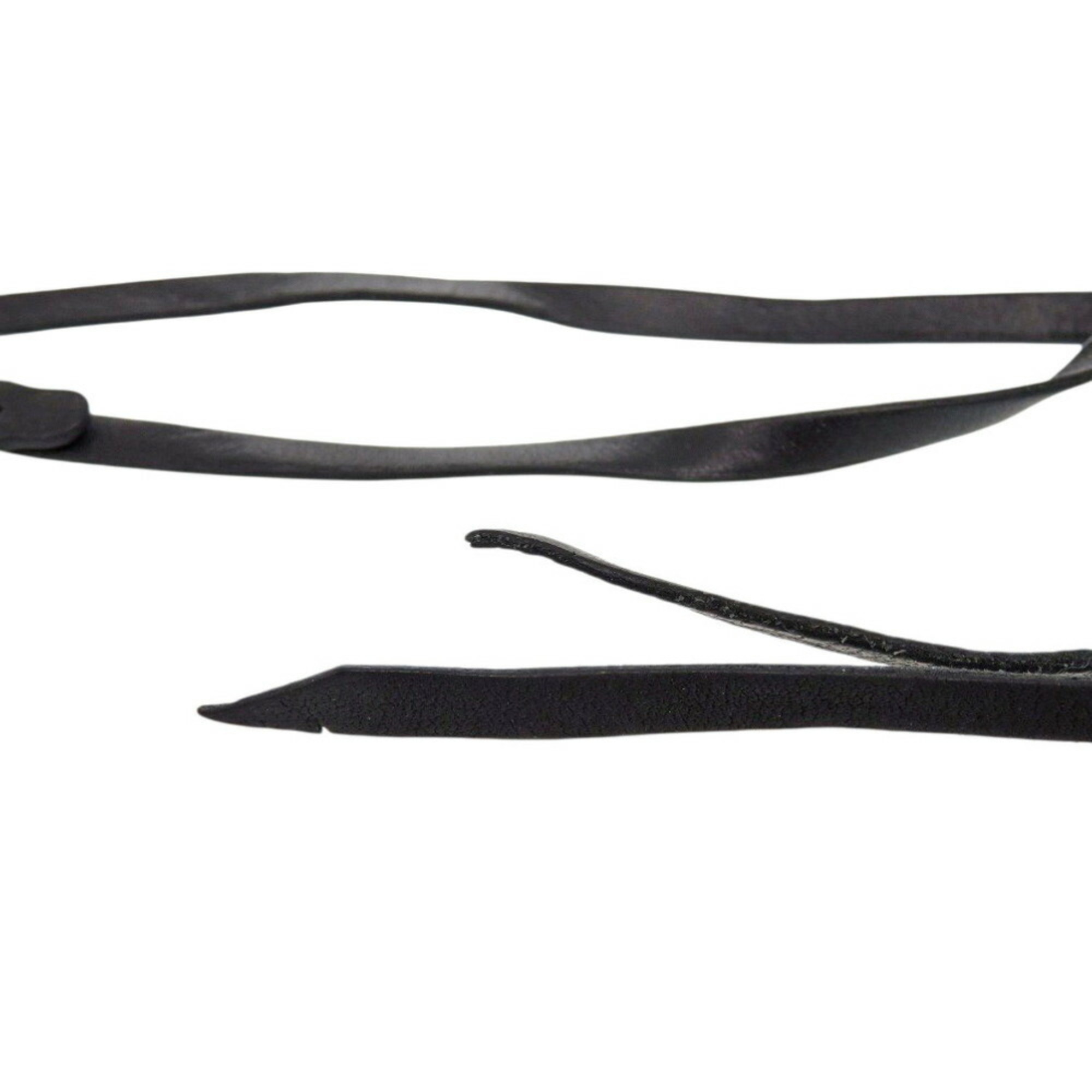 Hermès Chain Silver 925 Leather Bracelet Black RN0000363