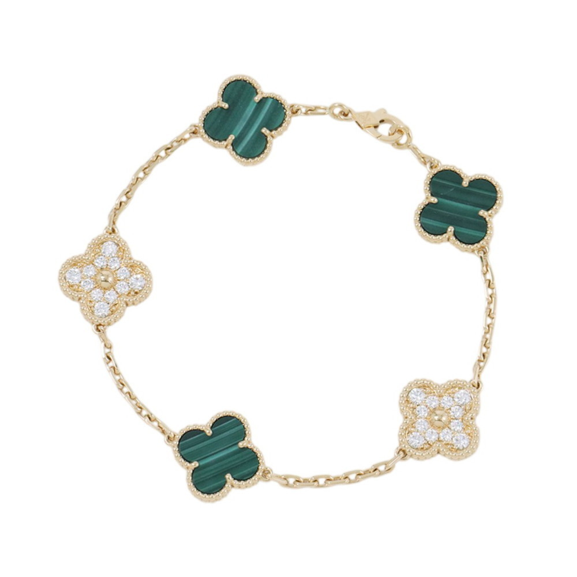 Van Cleef & Arpels Alhambra Bracelet, 5 Motifs, Malachite RN0000389
