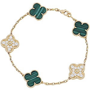 Van Cleef & Arpels Alhambra Bracelet, 5 Motifs, Malachite RN0000389 Van Cleef & Arpels Alhambra Bracelet, 5 Motifs, Malachite RN0000389