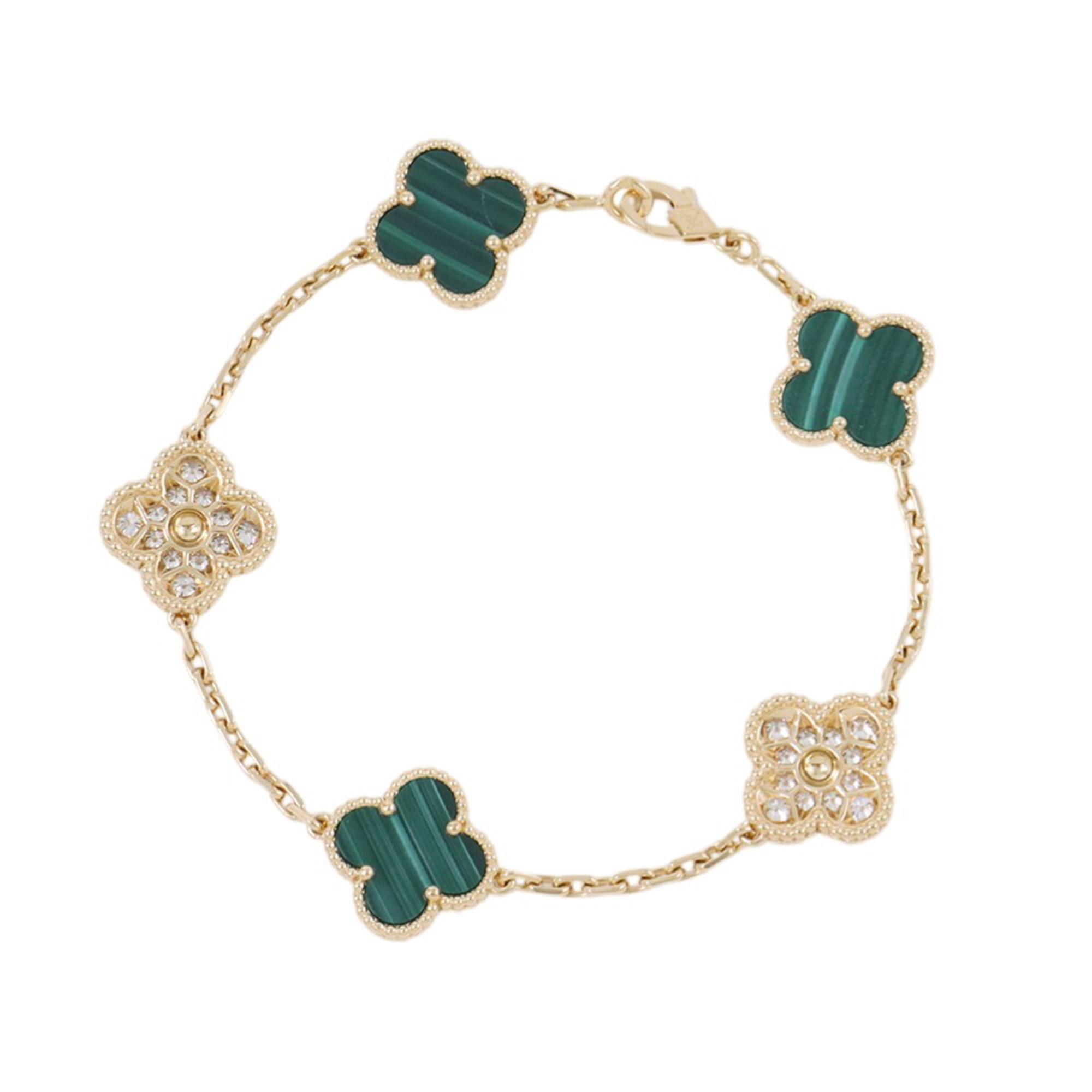 Van Cleef & Arpels Alhambra Bracelet, 5 Motifs, Malachite RN0000389