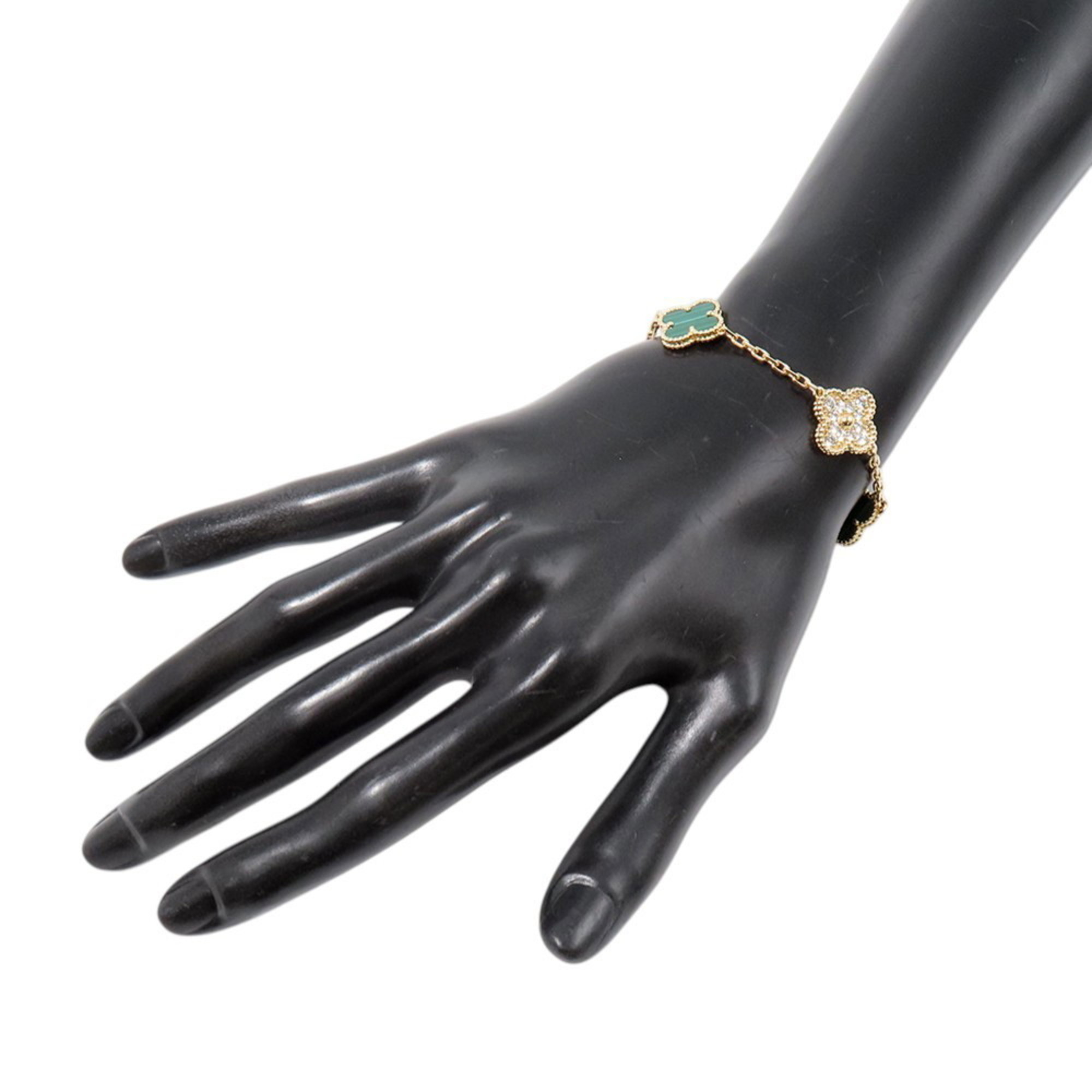 Van Cleef & Arpels Alhambra Bracelet, 5 Motifs, Malachite RN0000389