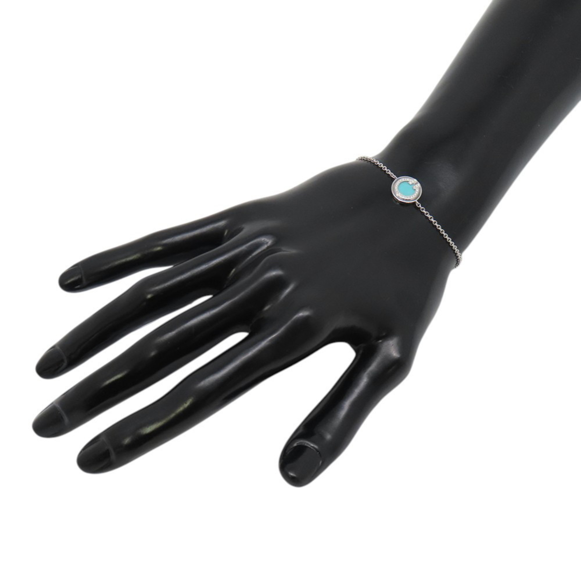 Tiffany T Two Circle Diamond and Turquoise Bracelet RN0000441