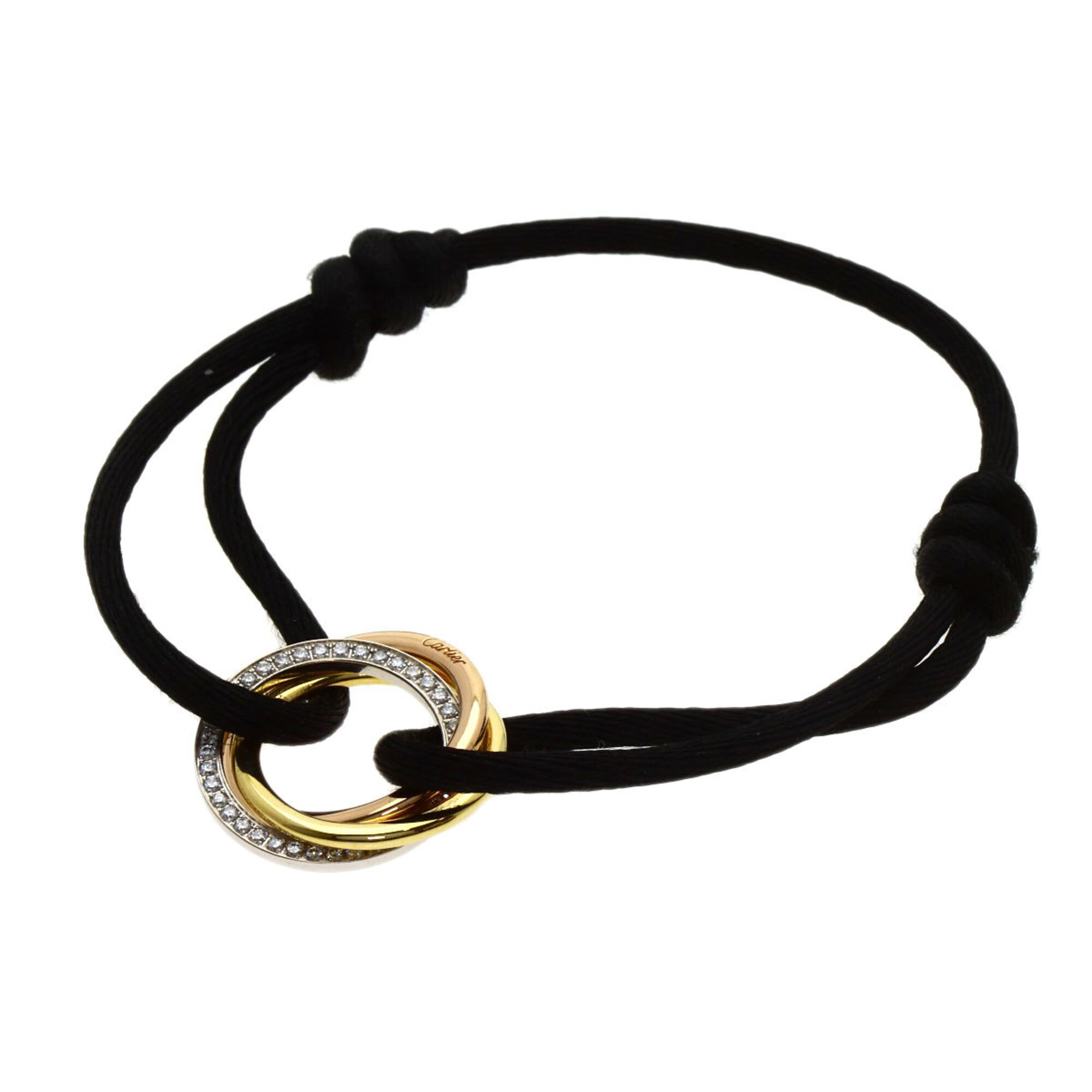 Cartier Trinity Diamond Black Cord Bracelet RN0000833