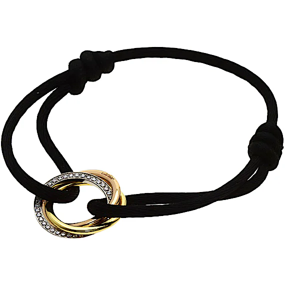 Cartier Trinity Diamond Black Cord Bracelet RN0000833 Cartier Trinity Diamond Black Cord Bracelet RN0000833