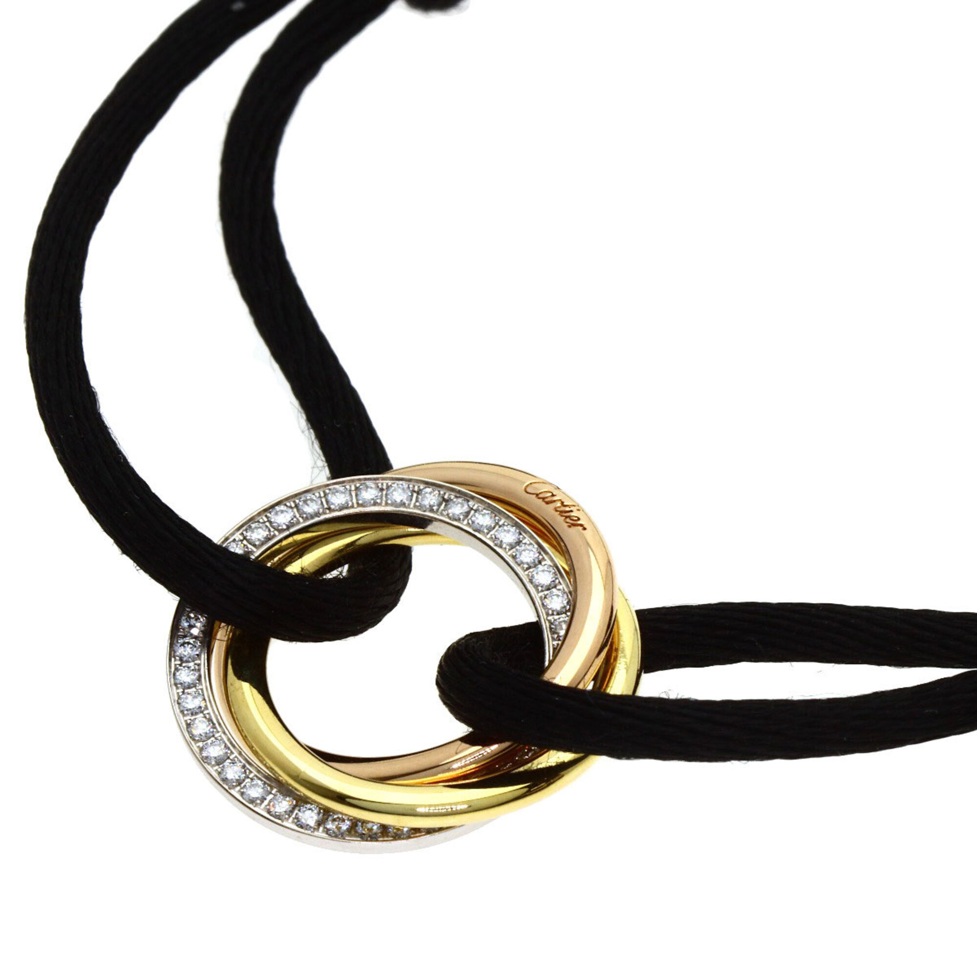 Cartier Trinity Diamond Black Cord Bracelet RN0000833