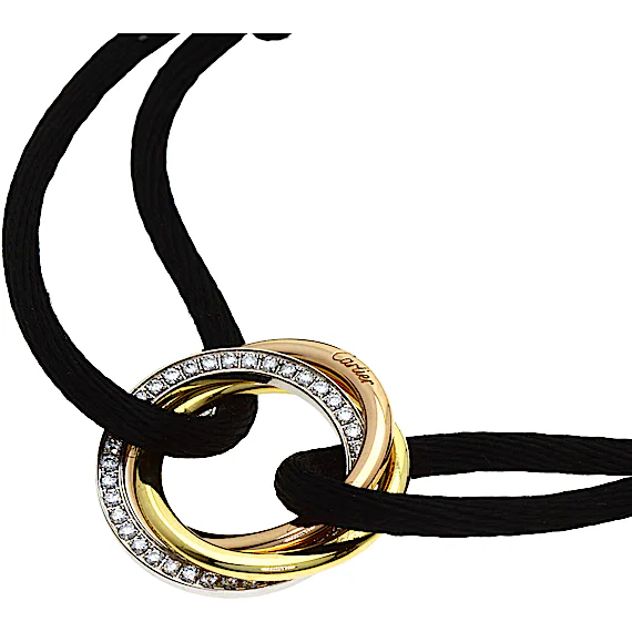 Cartier Trinity Diamond Black Cord Bracelet RN0000833 Cartier Trinity Diamond Black Cord Bracelet RN0000833