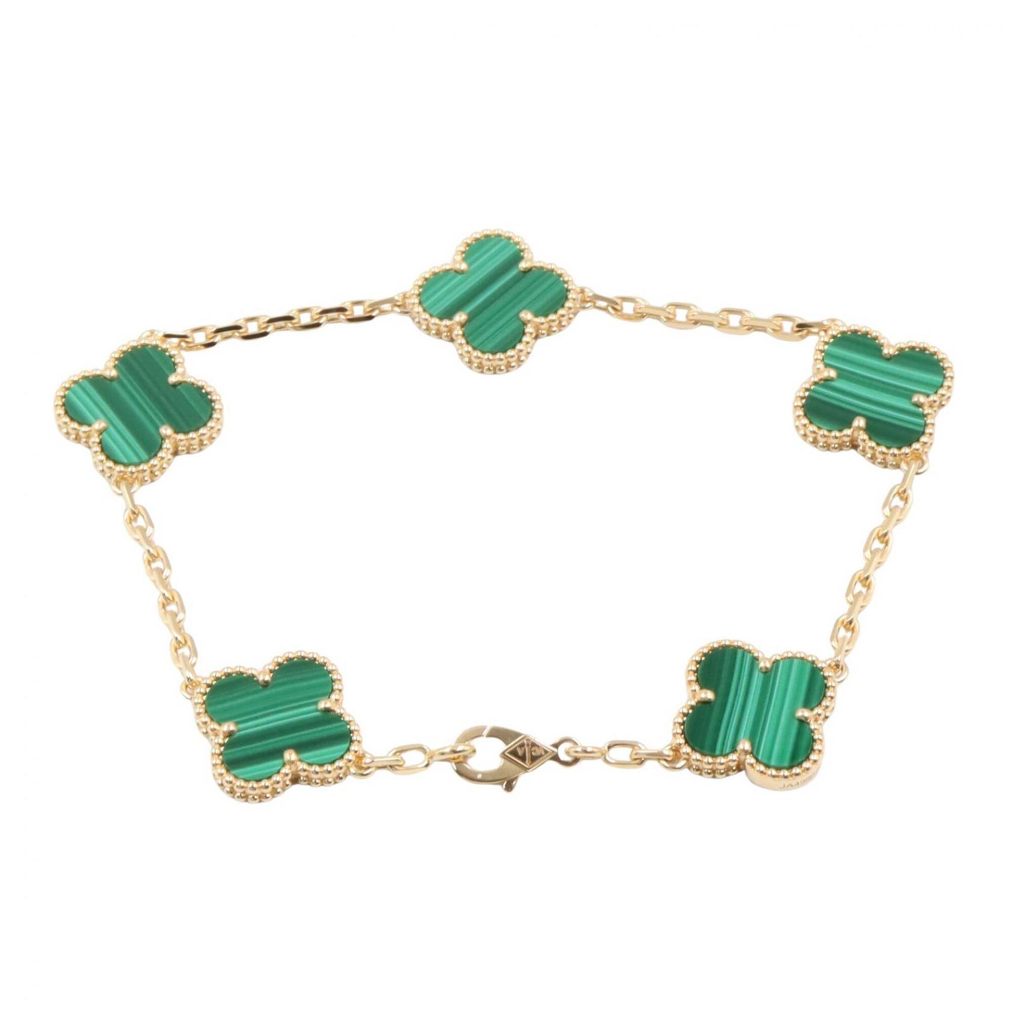 Van Cleef & Arpels Vintage Alhambra 5P Malachite Bracelet RN0000948