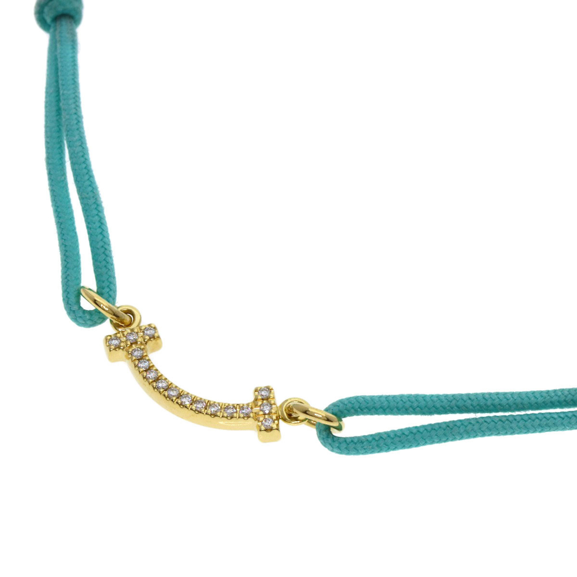 Tiffany T Smile Mini Diamond Blue Cord Bracelet RN0000974