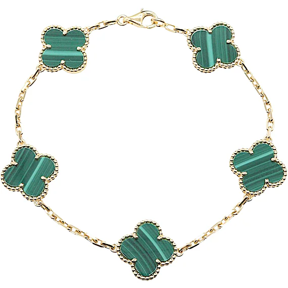 Van Cleef & Arpels Vintage Alhambra 5P Malachite Bracelet RN0001223 Van Cleef & Arpels Vintage Alhambra 5P Malachite Bracelet RN0001223