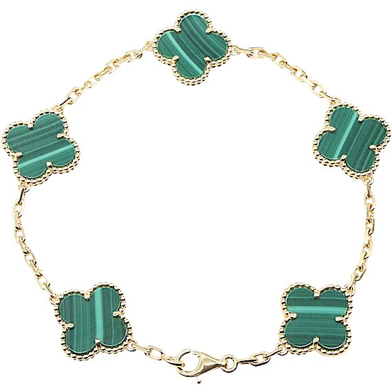 Van Cleef & Arpels Vintage Alhambra 5P Malachite Bracelet RN0001223 Van Cleef & Arpels Vintage Alhambra 5P Malachite Bracelet RN0001223