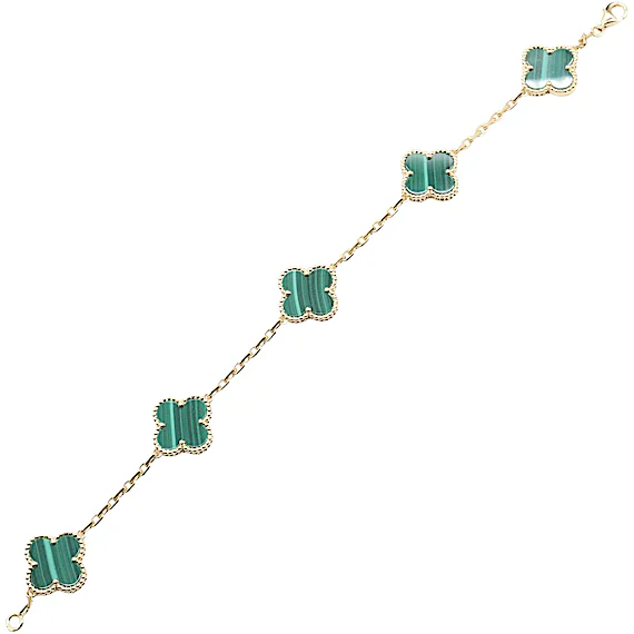 Van Cleef & Arpels Vintage Alhambra 5P Malachite Bracelet RN0001223 Van Cleef & Arpels Vintage Alhambra 5P Malachite Bracelet RN0001223