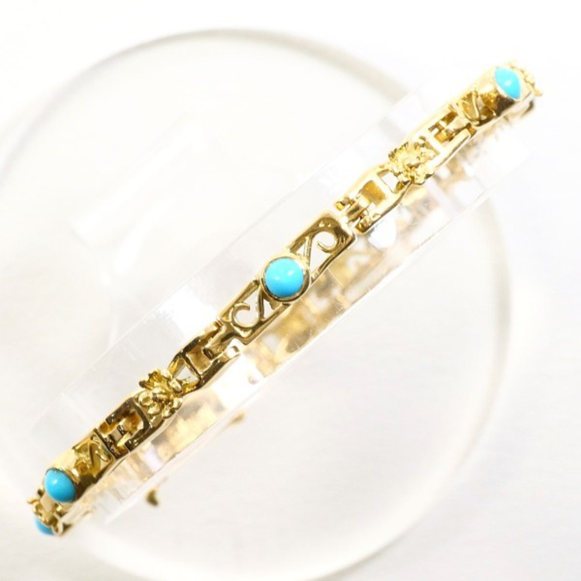 Unbranded 18K Yellow Gold Turquoise Bracelet RN0001262