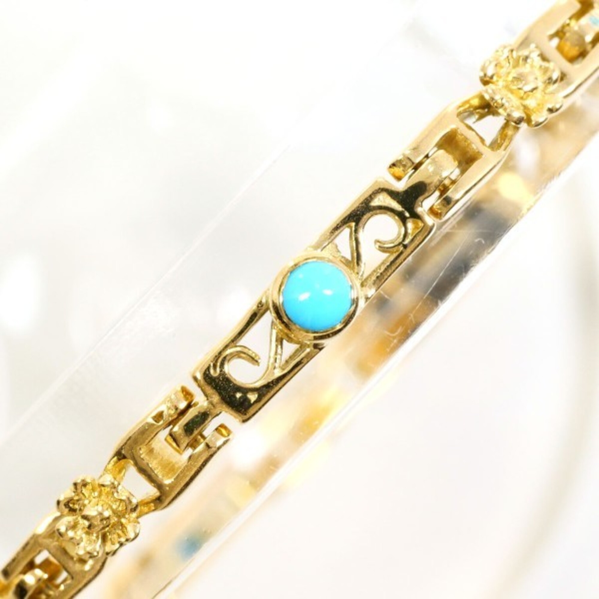 Unbranded 18K Yellow Gold Turquoise Bracelet RN0001262