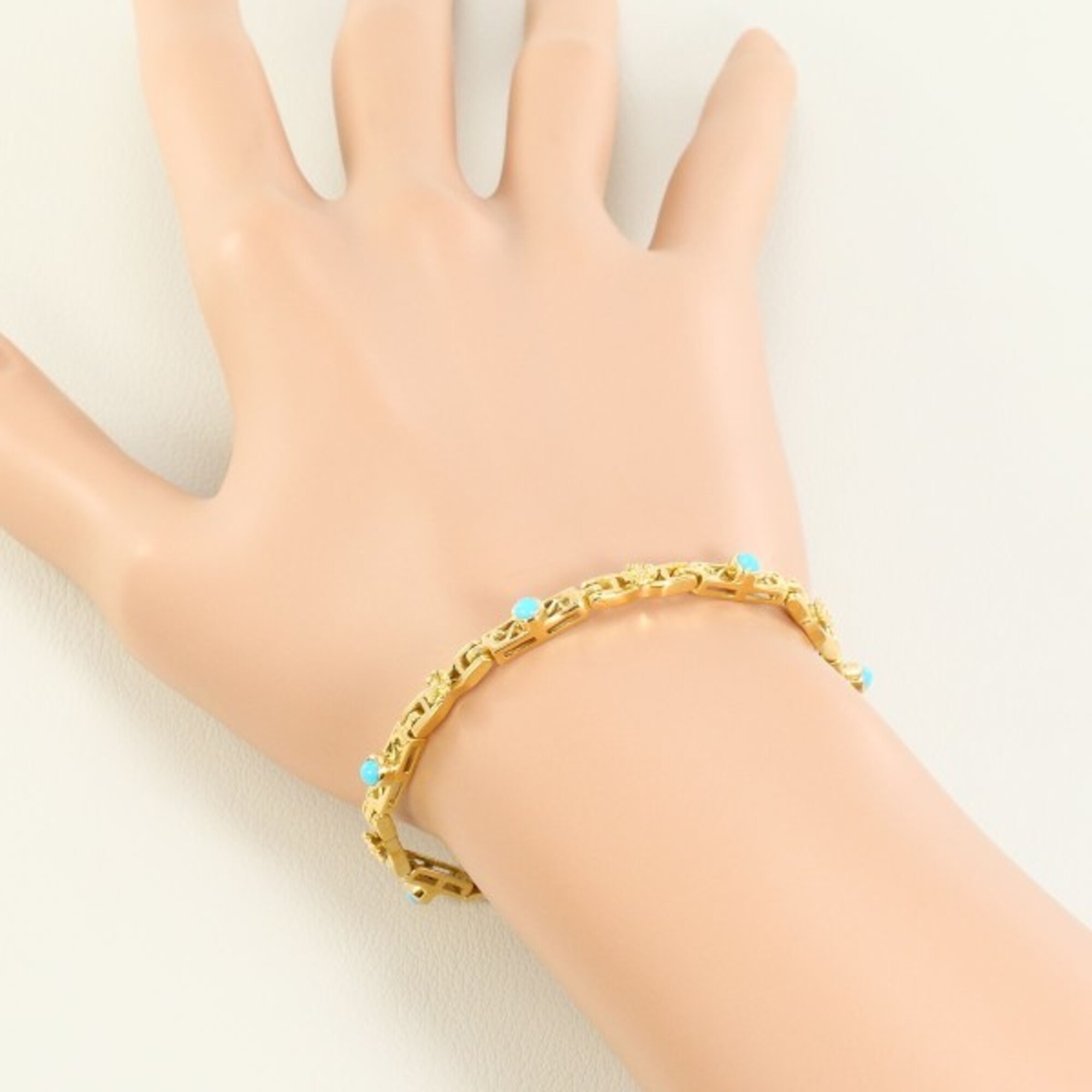 Unbranded 18K Yellow Gold Turquoise Bracelet RN0001262