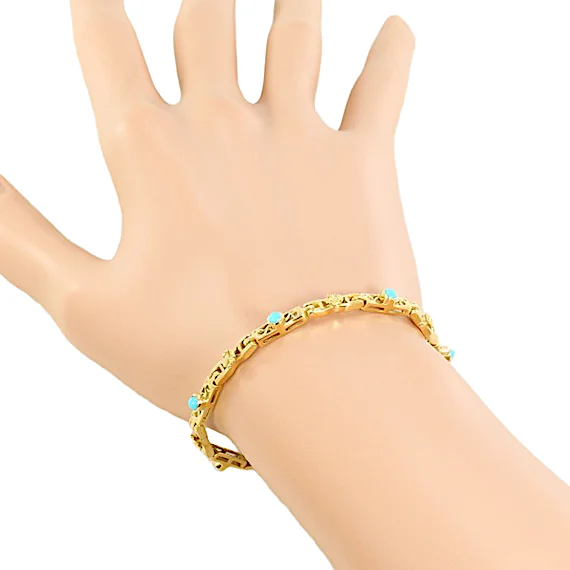 Unbranded 18K Yellow Gold Turquoise Bracelet RN0001262 Unbranded 18K Yellow Gold Turquoise Bracelet RN0001262