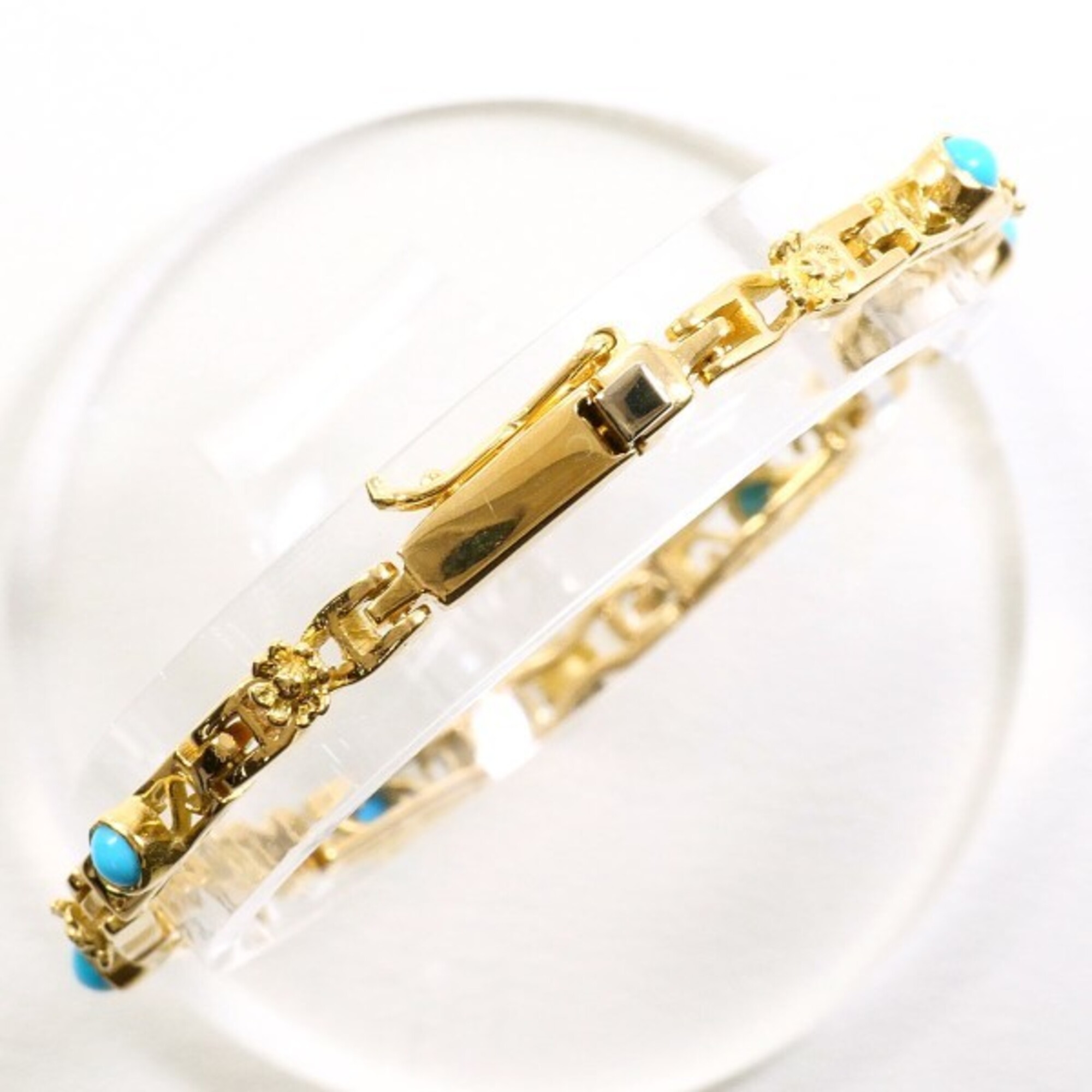 Unbranded 18K Yellow Gold Turquoise Bracelet RN0001262