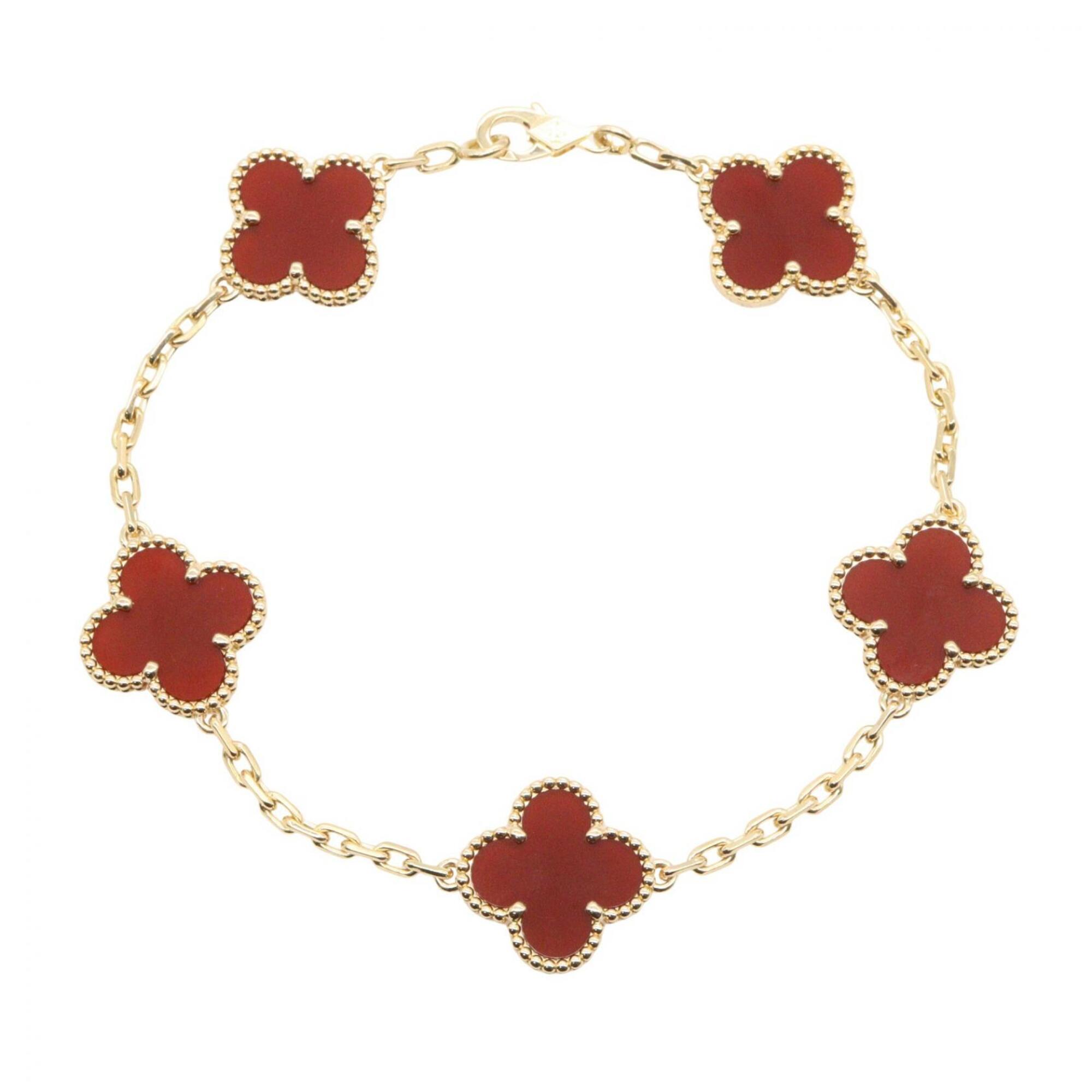 Van Cleef & Arpels Vintage Alhambra 5-Motif Carnelian Bracelet RN0001725