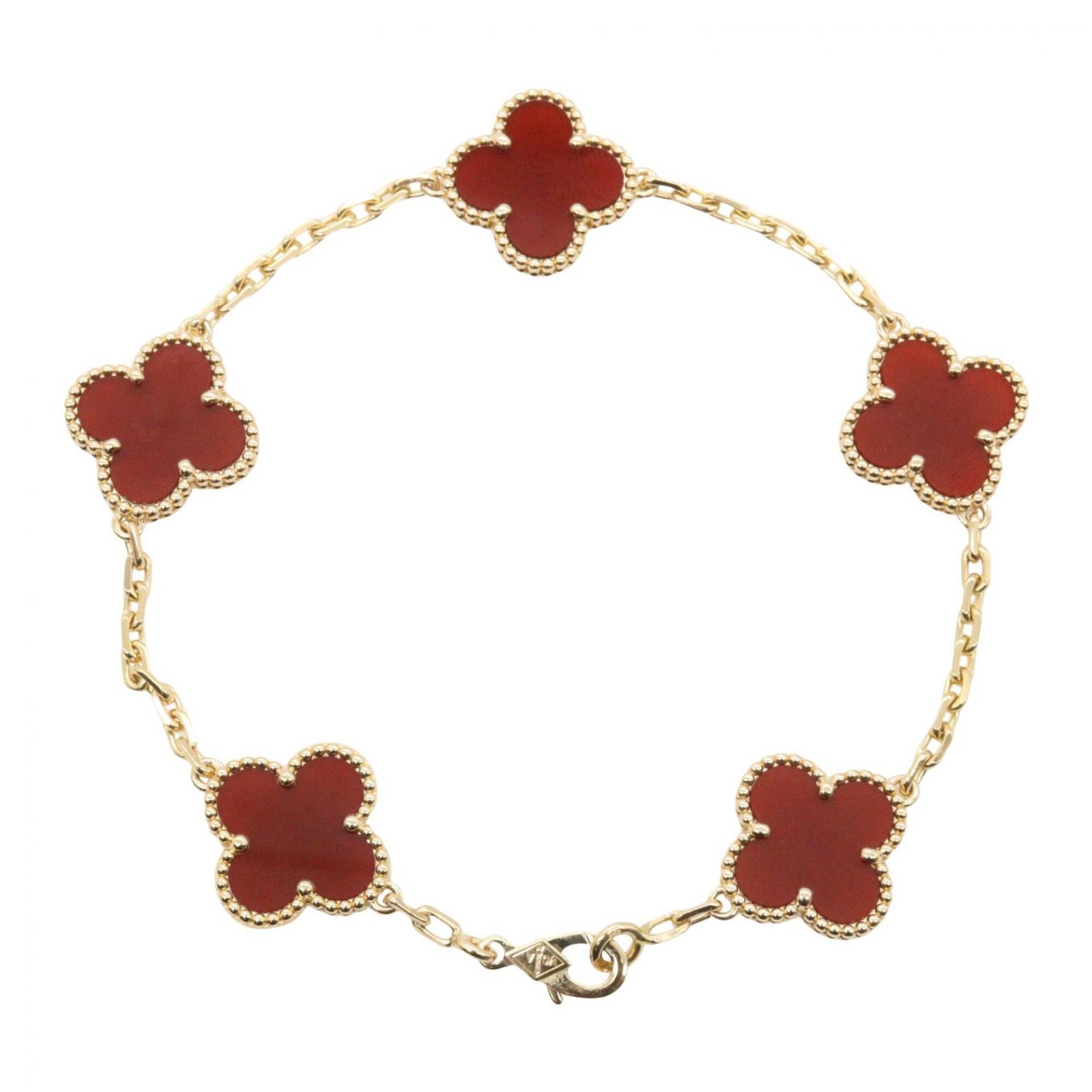 Van Cleef & Arpels Vintage Alhambra 5-Motif Carnelian Bracelet RN0001725