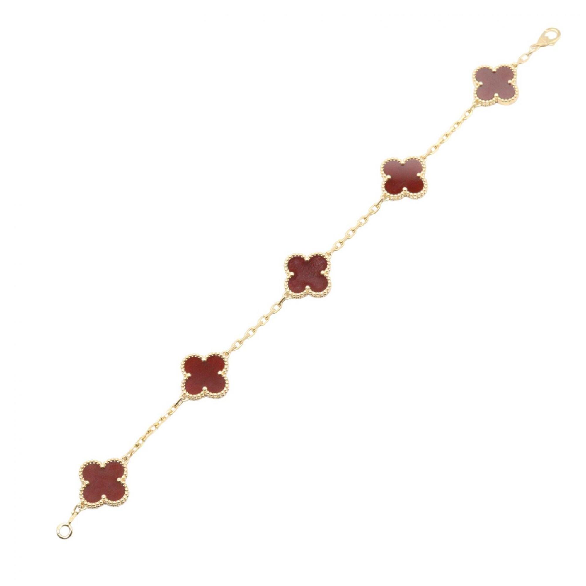 Van Cleef & Arpels Vintage Alhambra 5-Motif Carnelian Bracelet RN0001725