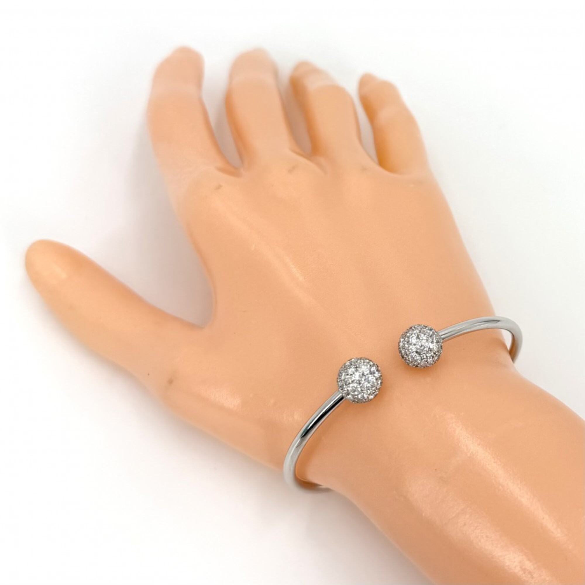 Tiffany Hardware Ball Diamond Bangle Bracelet RN0001784