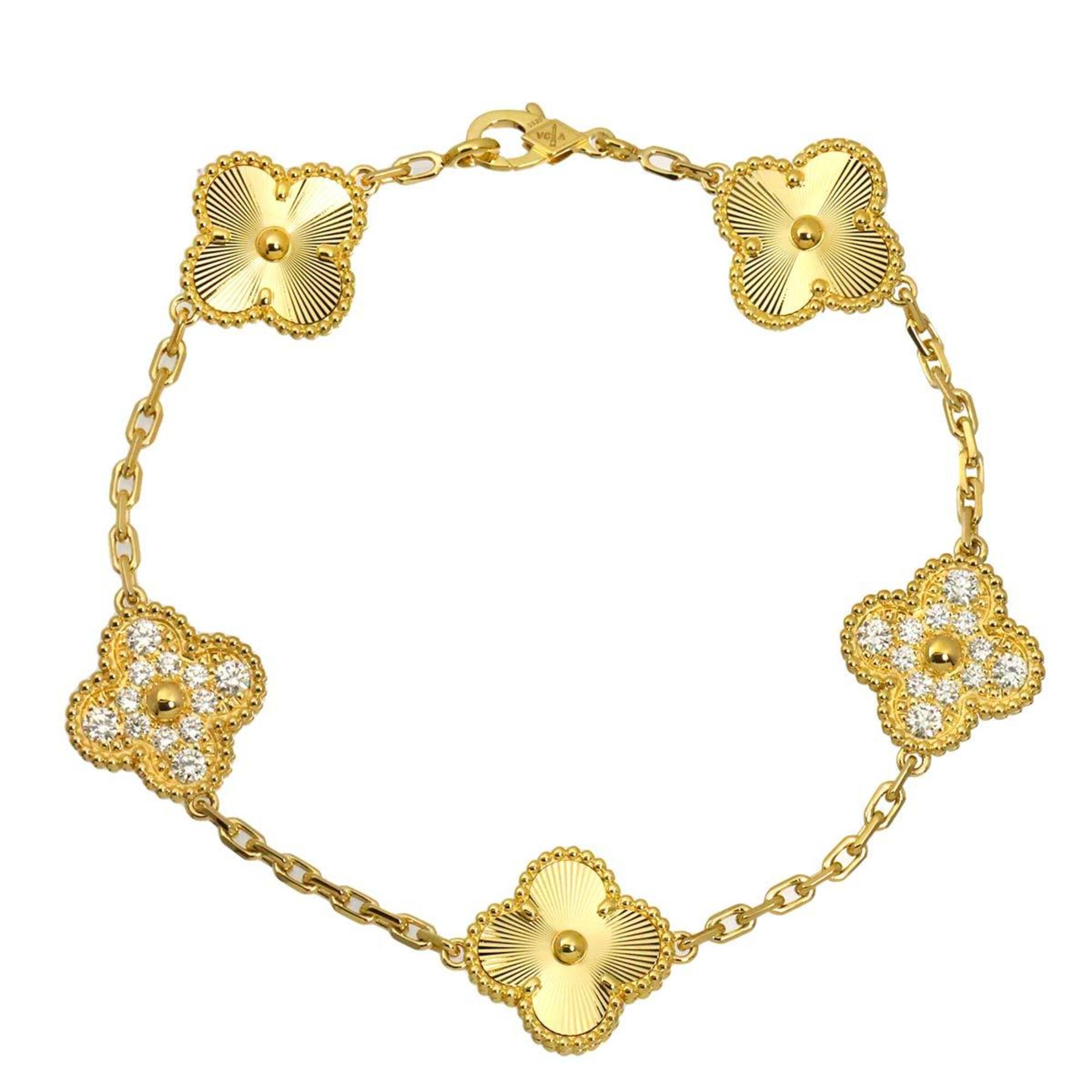 Van Cleef & Arpels Alhambra Guilloché Diamond Bracelet RN0001796
