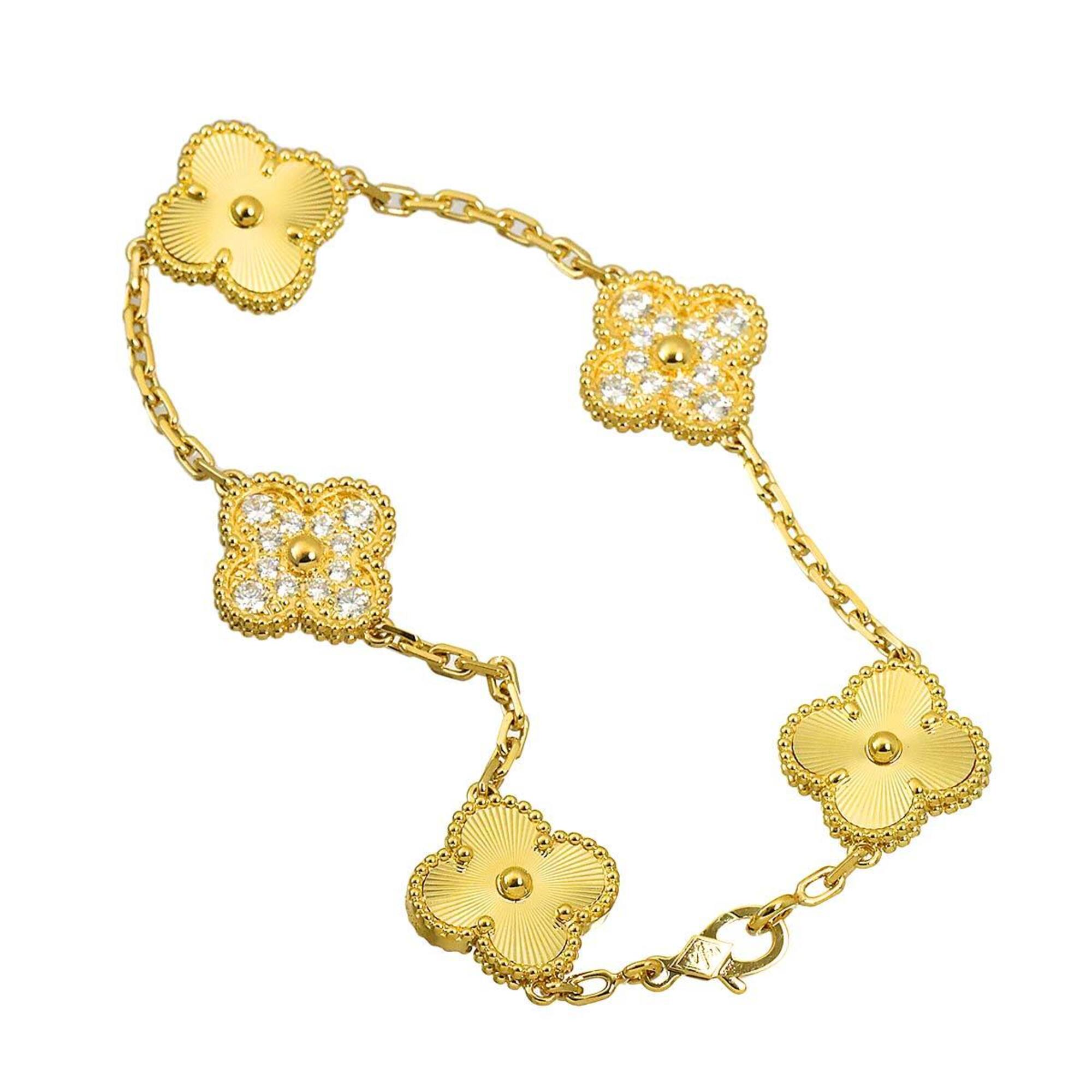 Van Cleef & Arpels Alhambra Guilloché Diamond Bracelet RN0001796