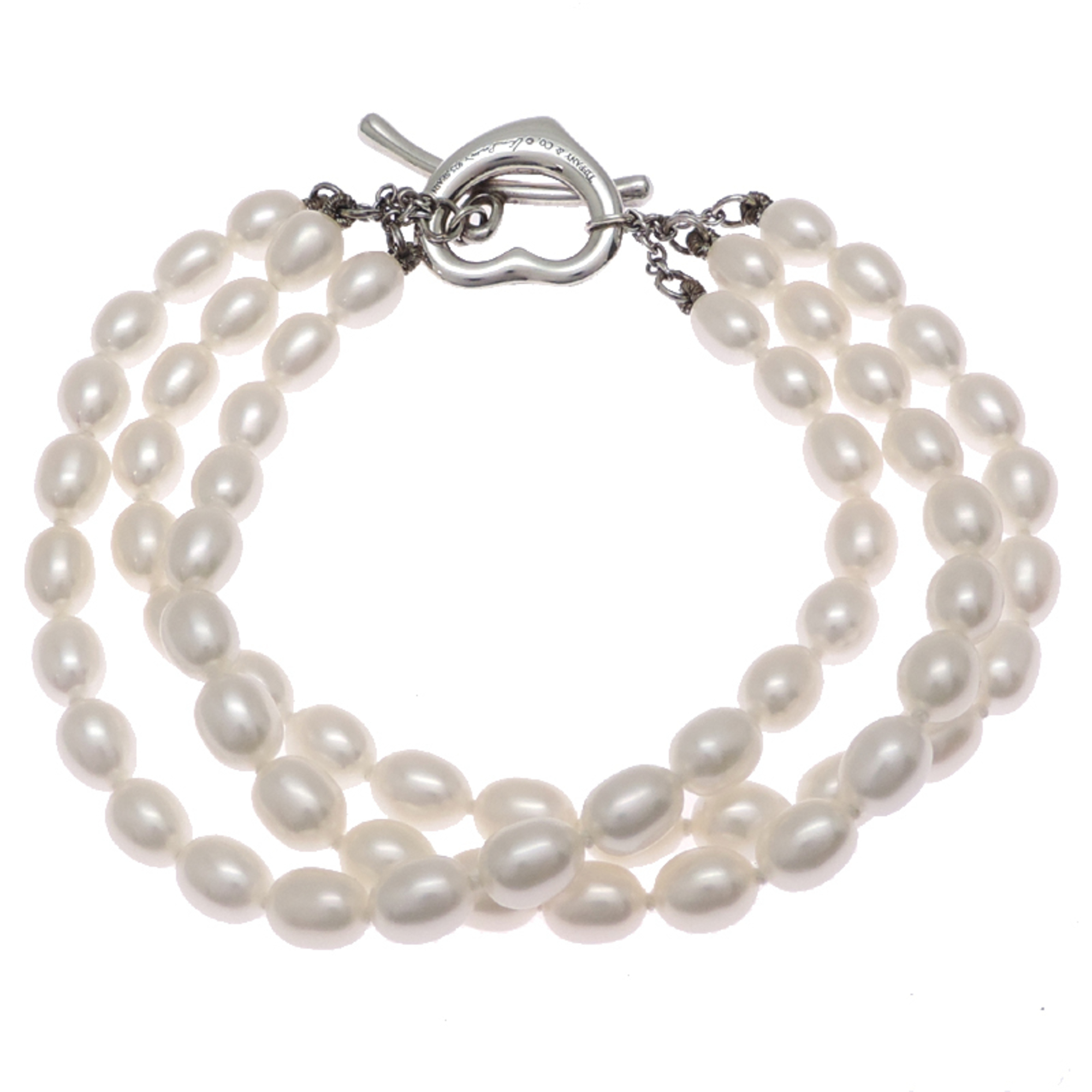 Tiffany Open Heart Pearl Triple Strand Bracelet RN0001966