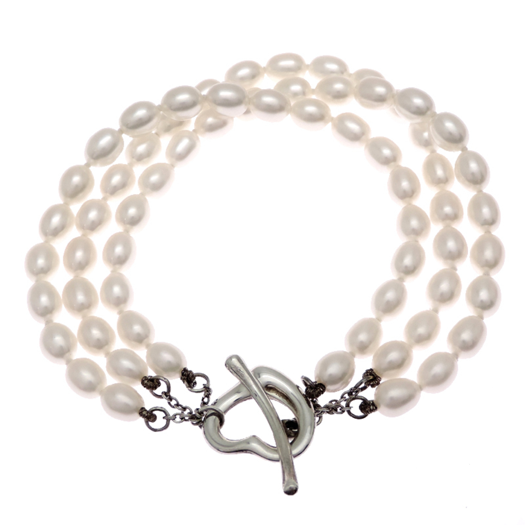 Tiffany Open Heart Pearl Triple Strand Bracelet RN0001966