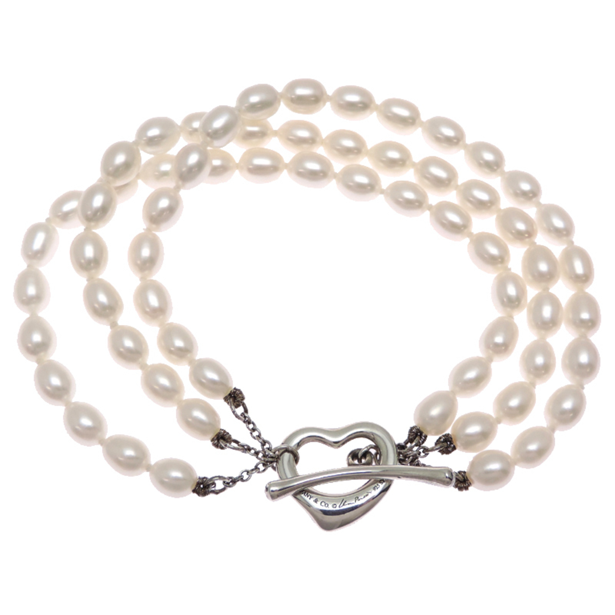 Tiffany Open Heart Pearl Triple Strand Bracelet RN0001966