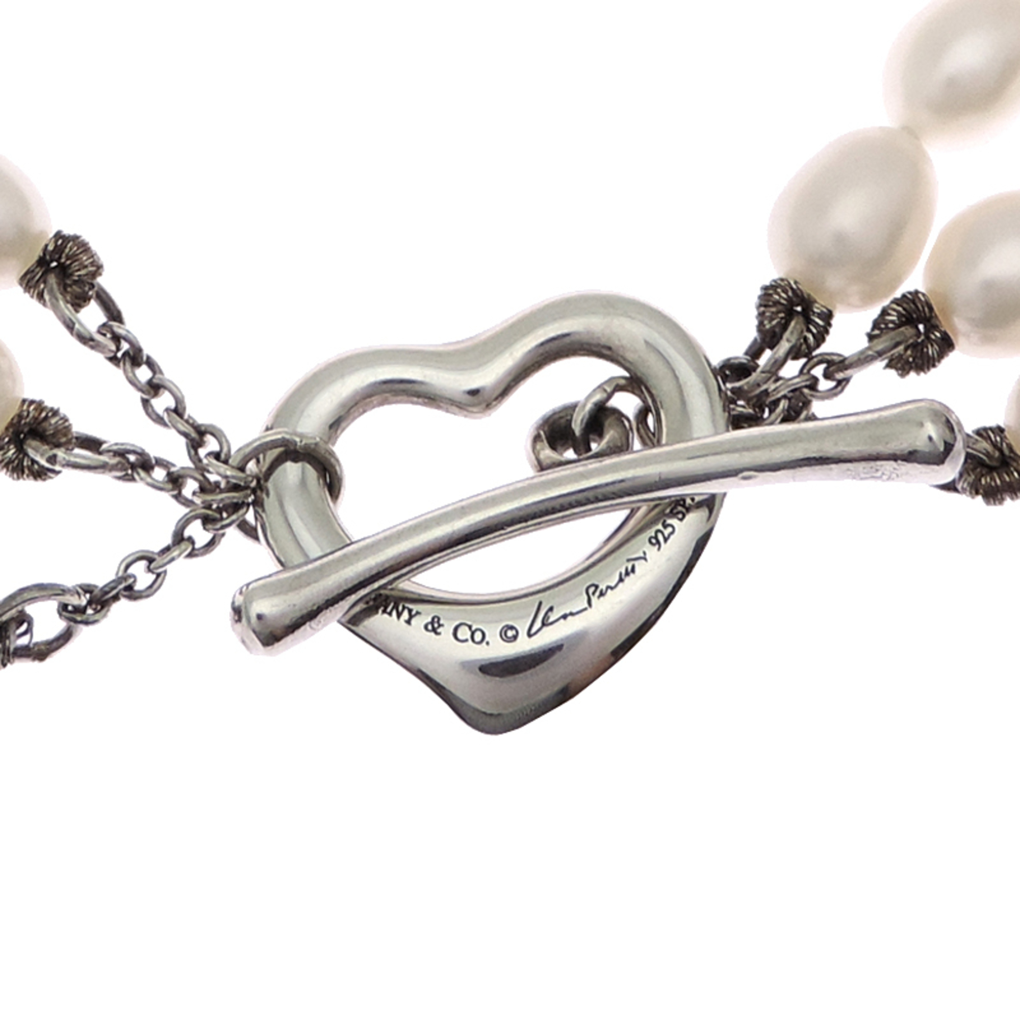 Tiffany Open Heart Pearl Triple Strand Bracelet RN0001966