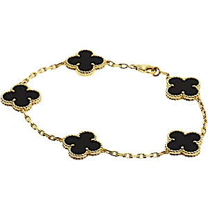Van Cleef & Arpels Vintage Alhambra Onyx Bracelet RN0002039 Van Cleef & Arpels Vintage Alhambra Onyx Bracelet RN0002039