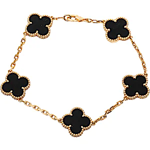 Van Cleef & Arpels Vintage Alhambra 5P Onyx Chain Bracelet RN0002060 Van Cleef & Arpels Vintage Alhambra 5P Onyx Chain Bracelet RN0002060