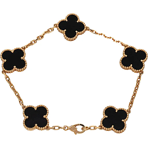 Van Cleef & Arpels Vintage Alhambra 5P Onyx Chain Bracelet RN0002060 Van Cleef & Arpels Vintage Alhambra 5P Onyx Chain Bracelet RN0002060