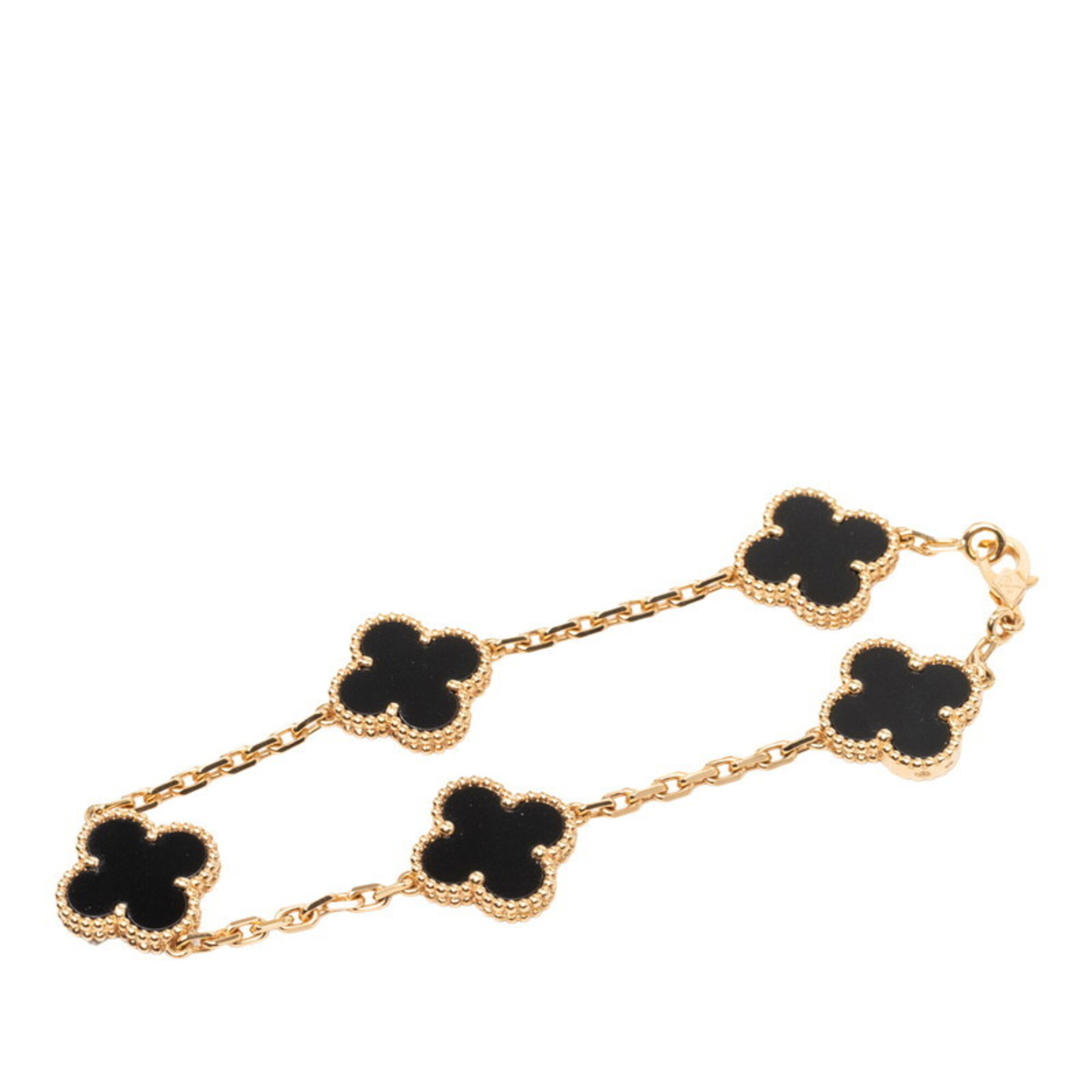 Van Cleef & Arpels Vintage Alhambra 5P Onyx Chain Bracelet RN0002060