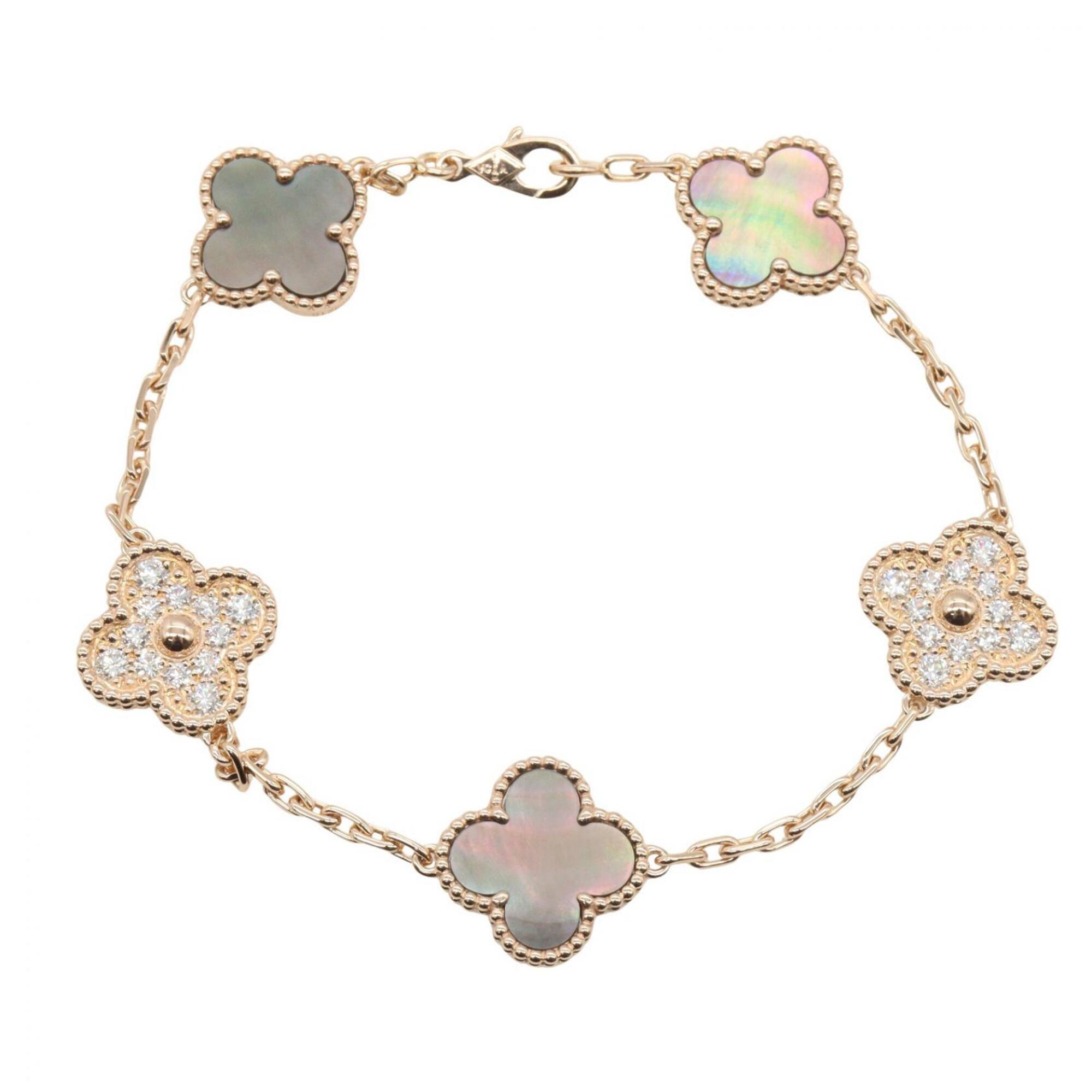 Van Cleef & Arpels Vintage Alhambra 5P Gray Diamond Bracelet RN0002203