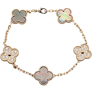 Van Cleef & Arpels Vintage Alhambra 5P Gray Diamond Bracelet RN0002203 Van Cleef & Arpels Vintage Alhambra 5P Gray Diamond Bracelet RN0002203