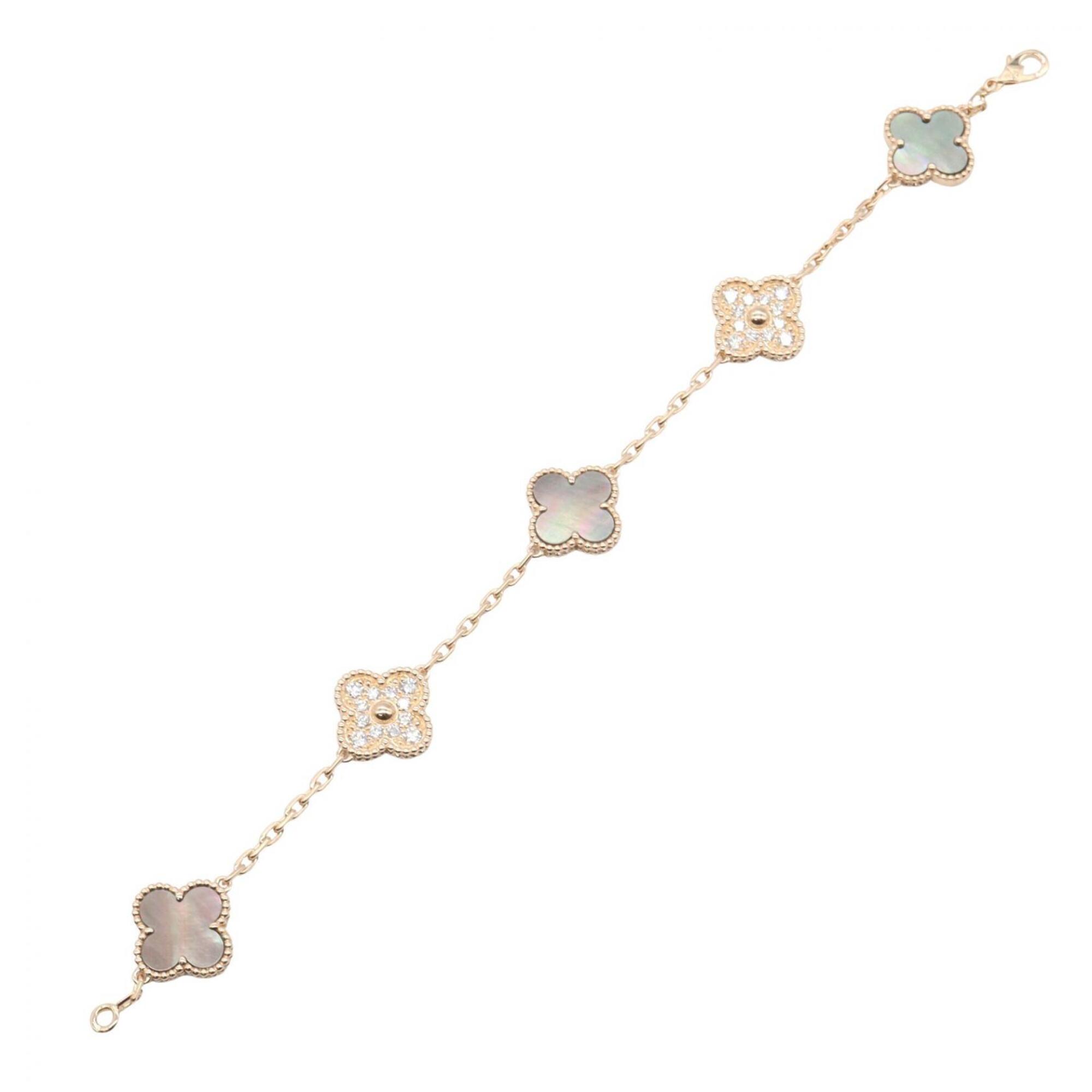 Van Cleef & Arpels Vintage Alhambra 5P Gray Diamond Bracelet RN0002203
