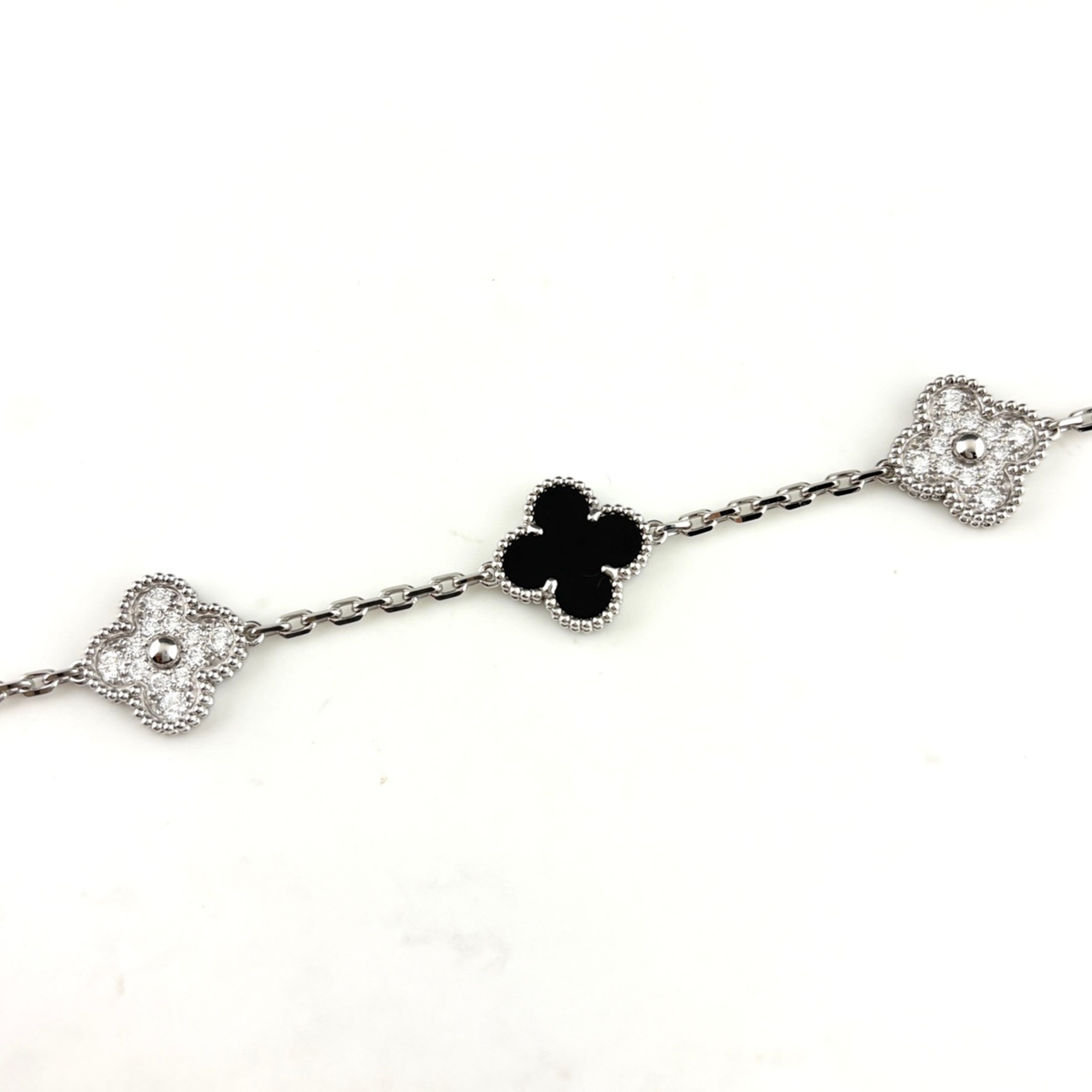 Van Cleef & Arpels Vintage Alhambra Onyx Diamond Bracelet RN0002266