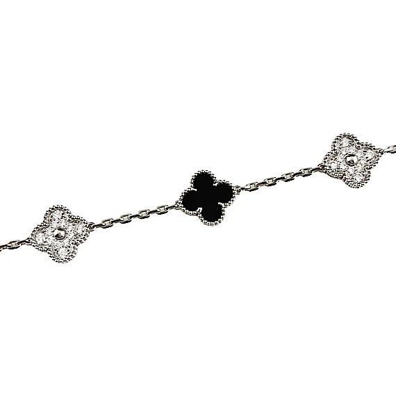 Van Cleef & Arpels Vintage Alhambra Onyx Diamond Bracelet RN0002266 Van Cleef & Arpels Vintage Alhambra Onyx Diamond Bracelet RN0002266