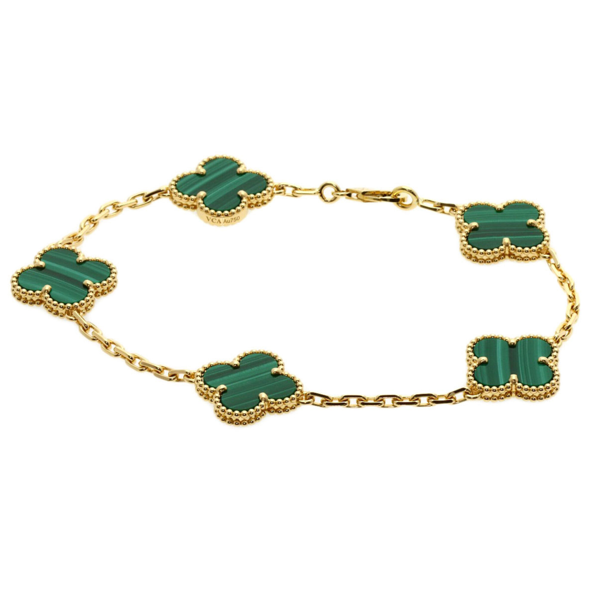 Van Cleef & Arpels Vintage Alhambra 5-Motif Malachite Bracelet RN0002294