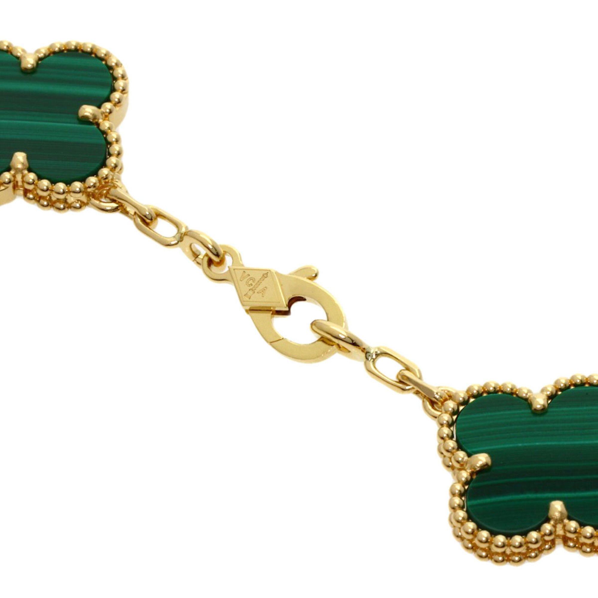 Van Cleef & Arpels Vintage Alhambra 5-Motif Malachite Bracelet RN0002294