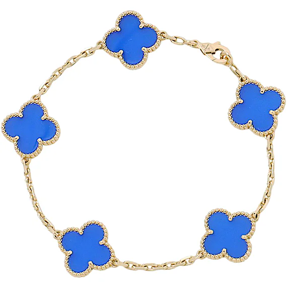 Van Cleef & Arpels Alhambra Bracelet, 5 Motifs, Blue Agate RN0002504 Van Cleef & Arpels Alhambra Bracelet, 5 Motifs, Blue Agate RN0002504