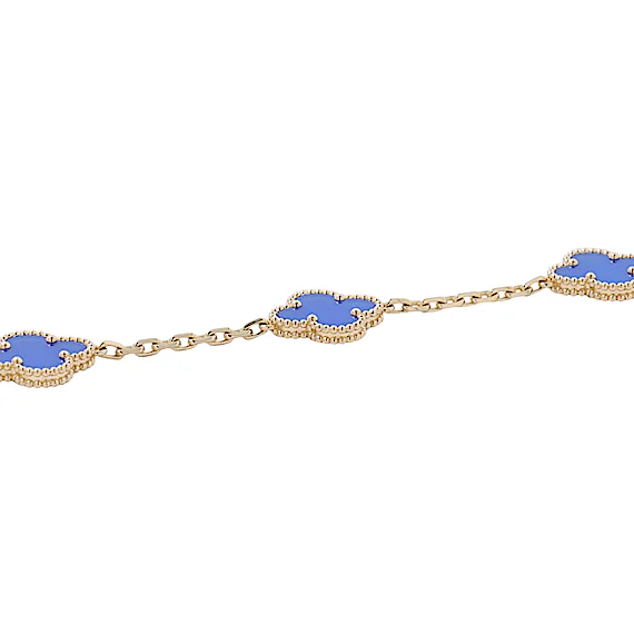 Van Cleef & Arpels Alhambra Bracelet, 5 Motifs, Blue Agate RN0002504 Van Cleef & Arpels Alhambra Bracelet, 5 Motifs, Blue Agate RN0002504