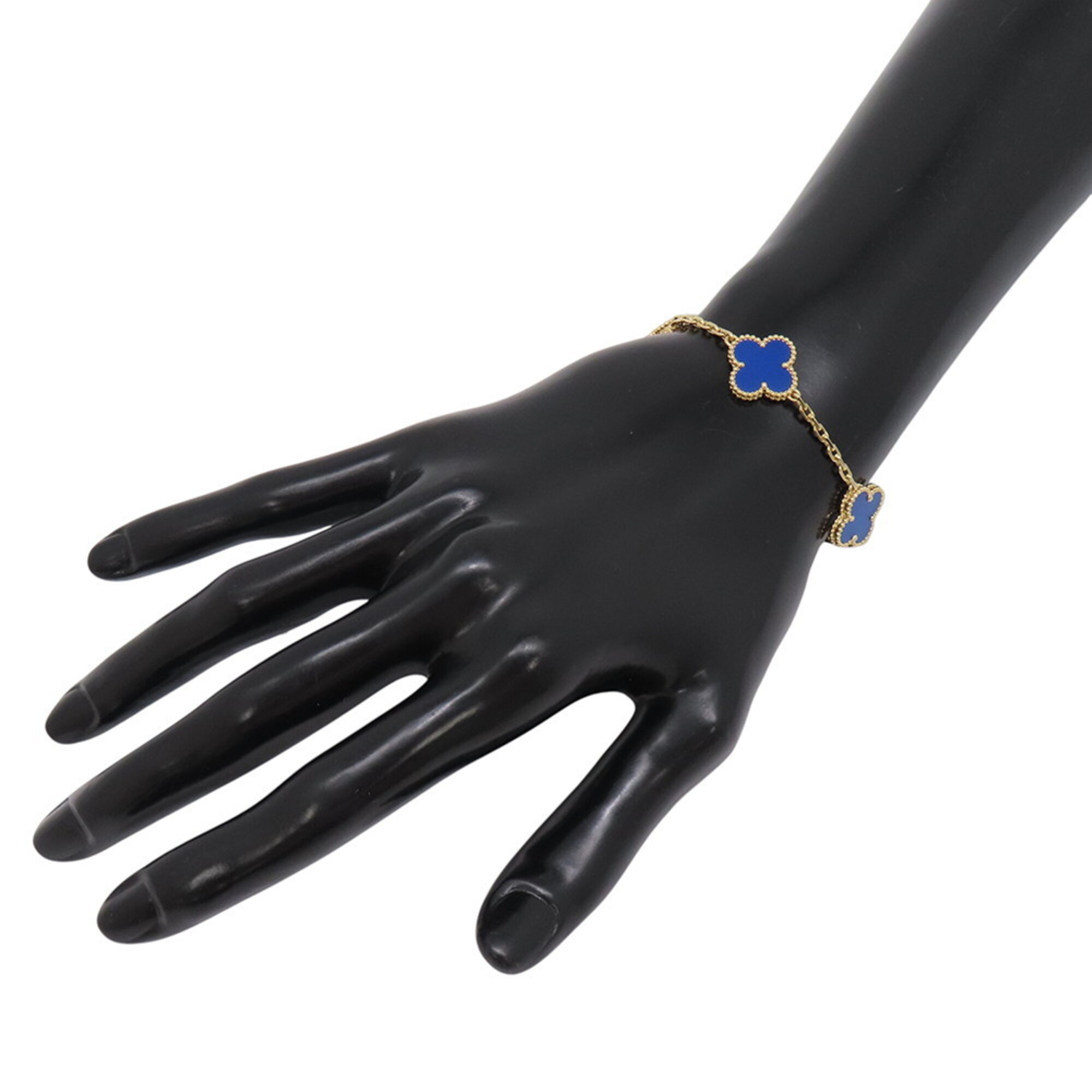 Van Cleef & Arpels Alhambra Bracelet, 5 Motifs, Blue Agate RN0002504