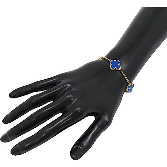 Van Cleef & Arpels Alhambra Bracelet, 5 Motifs, Blue Agate RN0002504 Van Cleef & Arpels Alhambra Bracelet, 5 Motifs, Blue Agate RN0002504