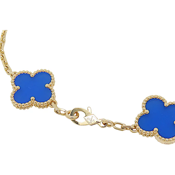 Van Cleef & Arpels Alhambra Bracelet, 5 Motifs, Blue Agate RN0002504 Van Cleef & Arpels Alhambra Bracelet, 5 Motifs, Blue Agate RN0002504