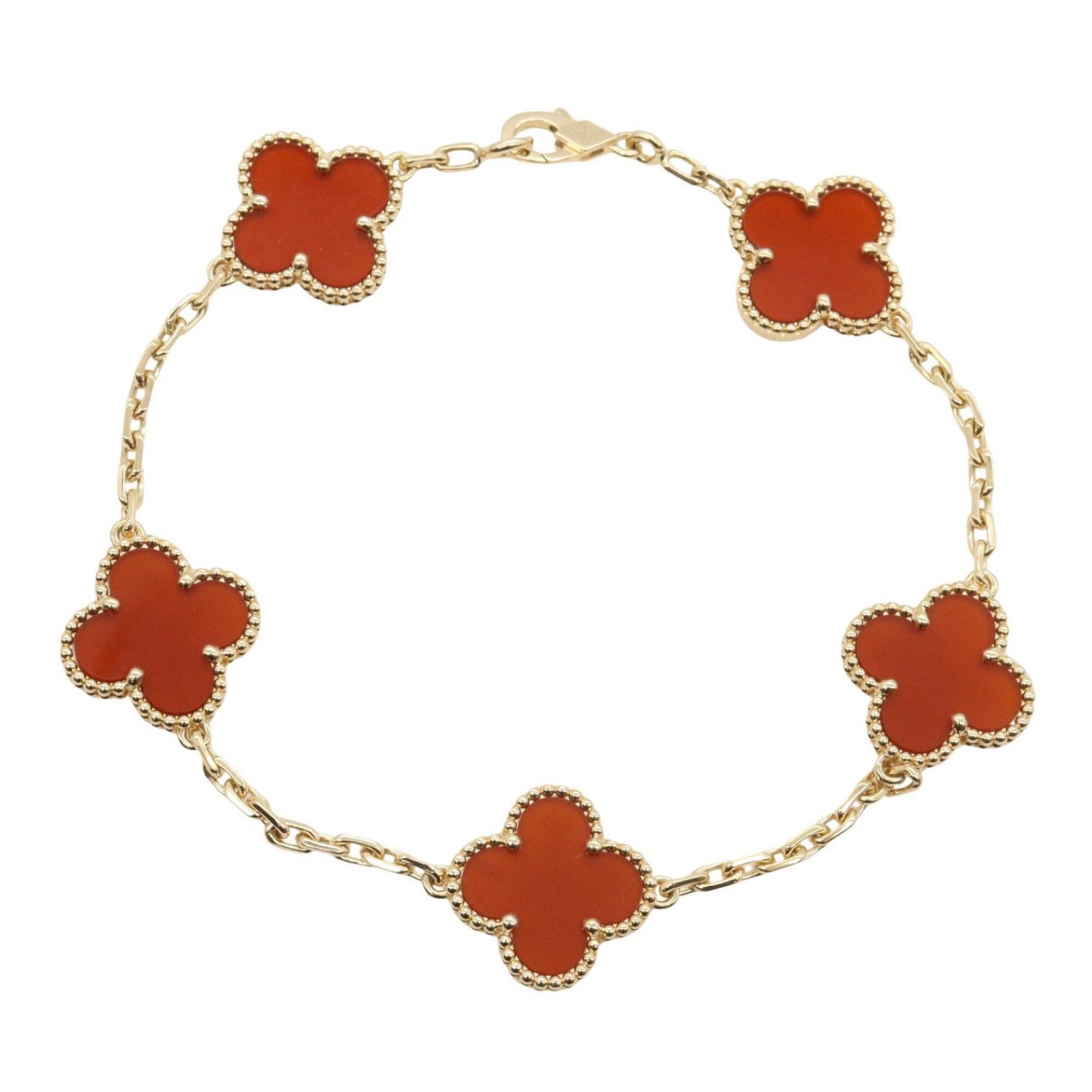 Van Cleef & Arpels Vintage Alhambra Carnelian 5-Motif Bracelet RN0002599
