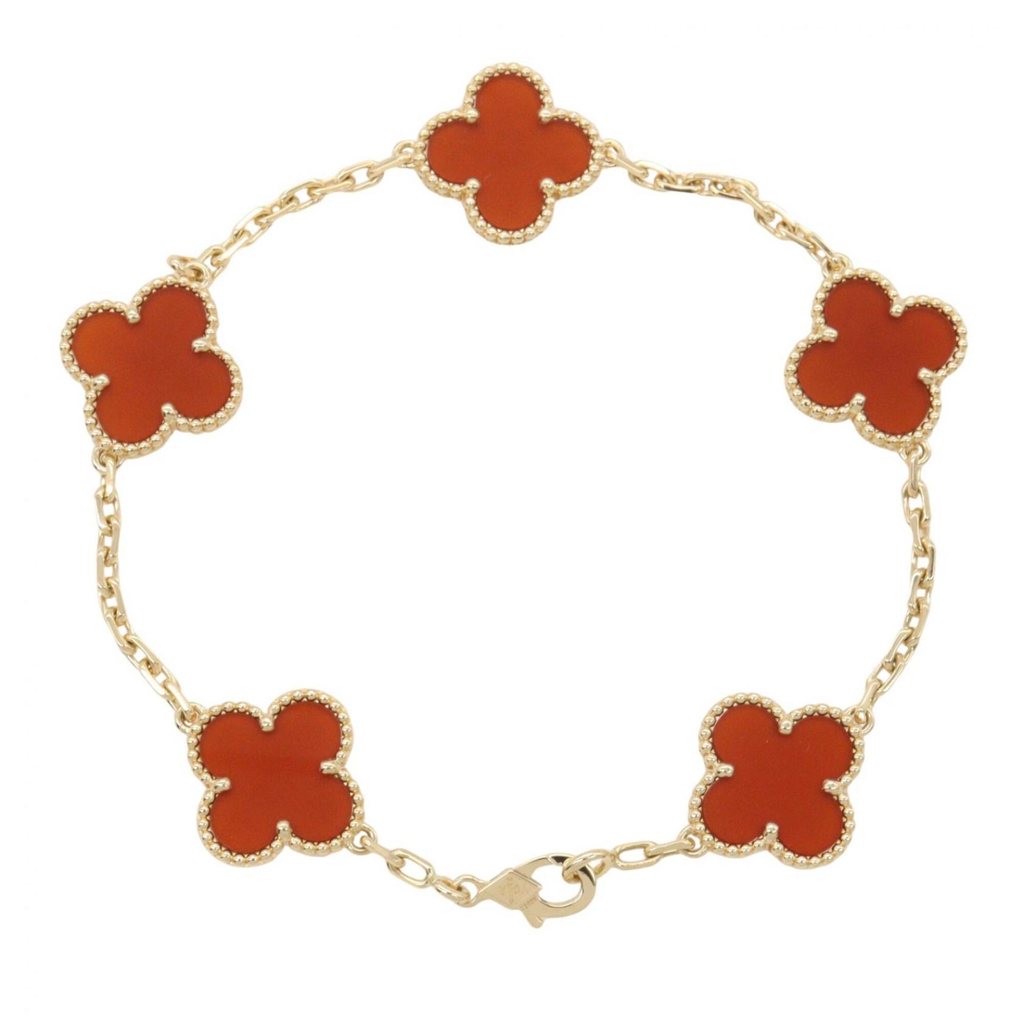 Van Cleef & Arpels Vintage Alhambra Carnelian 5-Motif Bracelet RN0002599