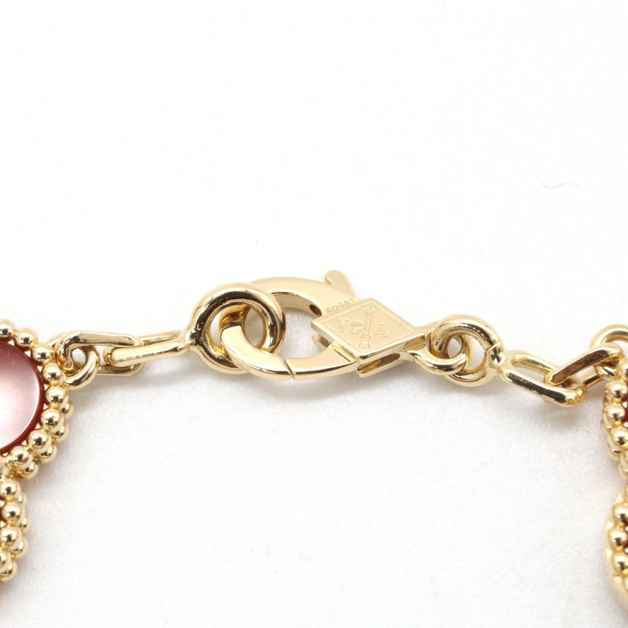 Van Cleef & Arpels Vintage Alhambra Carnelian 5-Motif Bracelet RN0002599